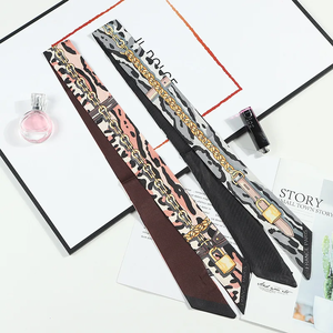 2026 Fashion Leopard Print Square Silk Scarf with Chain Lock Double Layered Twill Skin-Friendly & Durable - Product Image 6