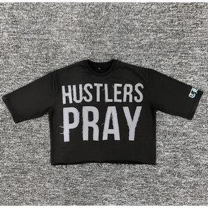 เสื้อยืดโอเวอร์ไซส์ทรงหลวม แขนเสื้อแบบดรอปโชว์เดอร์ ผ้าฝ้าย 100% สำหรับผู้ชาย สไตล์สตรีทแวร์ ผ้าถักเนื้อแน่น ปรับแต่งได้ แห้งเร็ว - Product Image 1