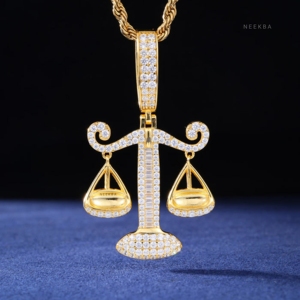 Pendentif Balance de la Justice en Argent 925 et Moissanite, Pendentif Diamant Baguette, Pendentif Moissanite Baguette, Pendentif Goutte d'eau Iced Out - Product Image 2