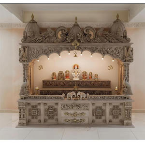 Mandir en bois de teck contemporain, design moderne, amovible et durable, pour la prière hindoue à domicile, personnalisable, prix d'usine, Australie - Product Image 6