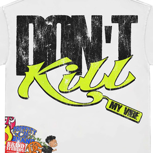 Camiseta Blanca Extra Grande para Hombre con Estampado 'Don't Kill My Vibe', Estilo Urbano, Cuello Redondo, Manga Corta, Tela Jersey - Product Image 5
