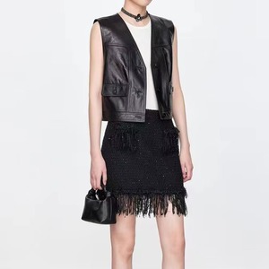 Chaleco de Cuero para Mujer, Personalizado, Impermeable, con Botones Triples, Estilo Motociclista, de Moda - Product Image 1