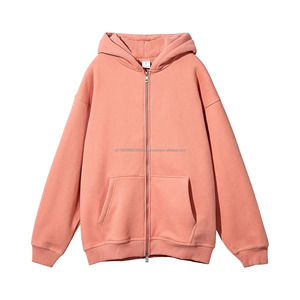 Vente en gros polaire lourde double fermeture éclair sans cordon de serrage sweat à capuche zippé surdimensionné sweat à capuche zippé de haute qualité - Product Image 3