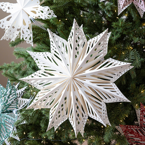 White Paper Snowflake Christmas <b>Decorations</b> Hanging Ornament Traditional Holiday Craft <b>Star</b> Shape Decor - Product Image 5