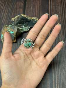 Number 8 Turquoise Adjustable <b>Ring</b> Handcrafted Sterling <b>Silver</b> Southwestern Western Boho Artisan <b>Statement</b> Jewelry - Product Image 4