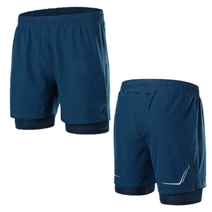Pantalones Cortos Deportivos de Color Sólido para Hombre, Cintura Elástica, Secado Rápido, Tejido de Poliéster, Ajuste Atlético, Cintura Media, con Bolsillos - Product Image 1