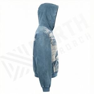 Nouveau Hoodie Homme Personnalisé avec Logo, Effet Délavé, en Polaire, Épaules Tombantes, Impression DTG, Style Vintage Streetwear, Hiver, Personnalisable - Product Image 3