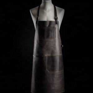 100% tablier sans manches en cuir de vachette véritable marron noir cuisine barbecue bavoir de chef/barbier pour les professionnels - Product Image 5