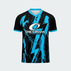 Maillot de football 100% polyester de haute qualité OEM avec nom et logo d'équipe personnalisés, respirant, séchage rapide, col rond, manches courtes - Product Image 3