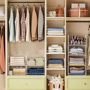 4-Tier Stackable Foldable Wire <b>Baskets</b> Closet Organizers and <b>Storage</b> System - Product Image 6