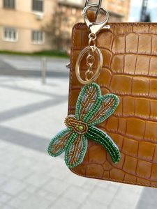 Elegant Floral Embroidered Beaded <b>Keychain</b> Handmade Decorative Key Holder Charm - Product Image 2