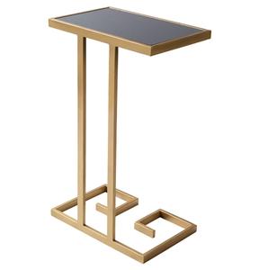 Modern Brass <b>Side</b> <b>Table</b> With Geometric Base <b>Rectangle</b> Metal Living Room Furniture Decor Indoor Accent Piece - Product Image 3