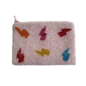 Beau pour le portefeuille de pochette à monnaie en perles de rocaille faites à la main rose avec fermeture à glissière Caractéristiques des accessoires à la mode personnalisés - Product Image 1