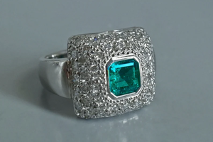 Bague de cocktail taille émeraude pour femme, plaquée argent 925, micro-pavé de pierres précieuses, bague de fiançailles glamour, pierre de naissance de mai, style géométrique - Product Image 4