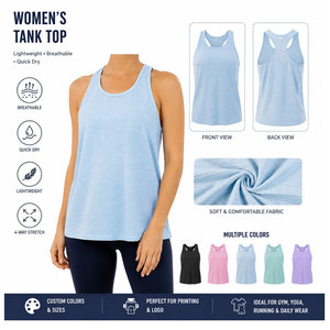 Camiseta Deportiva Personalizada para Mujer, Talla Grande, Corte Holgado, Cuello Redondo, Sin Mangas, Doble Forro, Transpirable, Elástica en Cuatro Direcciones, para Verano - Product Image 6