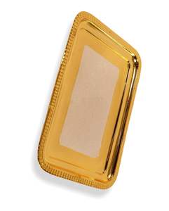 Plateau rectangulaire de luxe en laiton gaufré, finition dorée, pour cérémonies religieuses, vaisselle décorative artisanale haut de gamme - Product Image 2