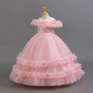 Vestido de Tul con Capas y Apliques Florales con Hombros Descubiertos, Perfecto para Cumpleaños, Bodas, Eventos y Concursos, Vestido de Princesa con Volantes - Product Image 3