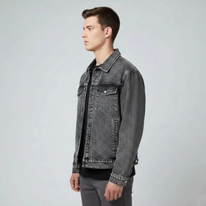 Men's Stonewashed Denim Jacket Regular Fit Button Closure Solid Color Casual Style Autumn Wear 100% Cotton Woven Fabric - Product Image 5