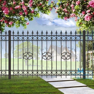 Paneles de Cerca de Hierro Forjado Personalizados, Cerca Metálica Decorativa para Exteriores, para Jardín y Seguridad del Hogar, con Acabado de Recubrimiento en Polvo de Primera Calidad - Product Image 1