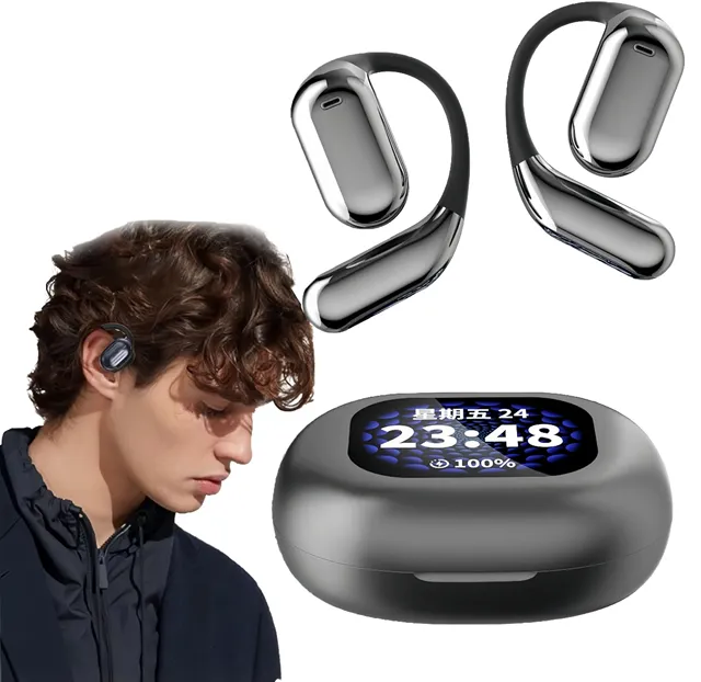 2025 Q16 Pro Bone Conduction & Open Ear Buds - AI RealTime Translator HD Sound with LED Touch Screen for Global Business/Travel