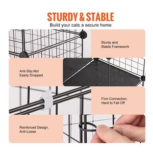 Grande Gabbia per Gatti a 2 Livelli 71 x 71 x 71 cm, in Metallo, Smontabile, con Piattaforma Regolabile, Rampa e Scala, Cuccia per Animali Domestici - Product Image 3