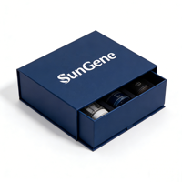 Boîte cadeau pliante en carton rigide noir personnalisée de luxe SunGene, fermeture magnétique, laminage mat, dorure à chaud