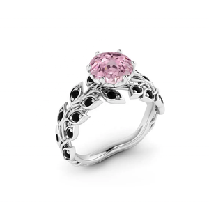 Anillo solitario de diseño de lujo con piedras preciosas de corte de pera facetadas de zafiro Rosa Natural de Plata de Ley 925, joyería fina del fabricante - Product Image 2