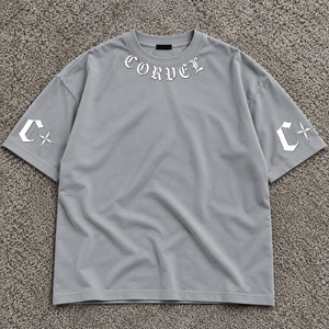 Premium Design Grey Graphic Tee Loose Fit Crew Neck <b>men's</b> <b>shirts</b> Short Sleeve Gothic Print Streetwear Fashion Custom Logo Bulk - Product Image 3