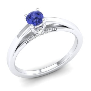 Bague de fiançailles REYES en argent sterling 925 avec moissanite certifiée GRA, taille brillant rond, 0,25 carat, pierres précieuses tanzanite - Product Image 2