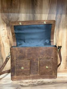 Maletín de Cuero Genuino Vintage para Hombre |   Bolso bandolera para portátil de cuero hecho a mano |   Maletín de Negocios para Oficina |   Logotipo Personalizado OEM OD - Product Image 5