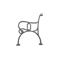 Banc de jardin circulaire en fonte orné avec panneau latéral, pour villa de luxe, avec accoudoirs, cadre de mobilier de patio et bras de parc