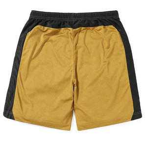 Shorts de basketball pour hommes en maille dorée avec bande latérale blanche, taille à cordon de serrage, séchage rapide, vêtements de sport décontractés, logo placé sur la jambe droite - Product Image 2