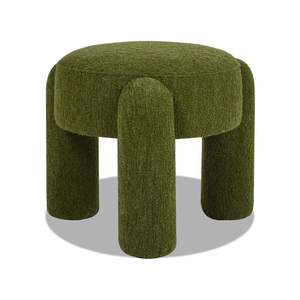 Hugo 20.5 pollici rotondo completamente imbottito verde Boucle sgabelli Ottoman e pouf prodotto - Product Image 4