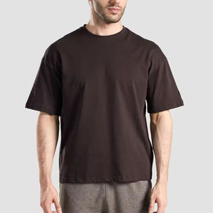 T-shirt d'été décontracté pour homme, coupe ample, col rond, manches courtes, 100 % coton, couleur unie, respirant, personnalisable en gros - Product Image 1