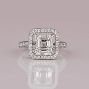 ชุดแหวนเพชรทรงกลม4ง่ามสำหรับผู้หญิงของขวัญแหวนเพชรกลมทอง18K สำหรับวันเกิด/วันครบรอบ - Product Image 4