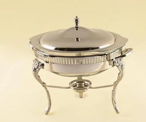 Round Stainless Steel Chafer Food Warmer with Lid and Fuel Base for Restaurant Use At Best Price - Product Image 5