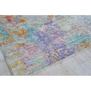 Tapis rectangulaire artisanal DreamCraft en bambou noué à la main/écorce de bambou, motif abstrait, art de sol, ivoire élégant, Vietnam - Product Image 5