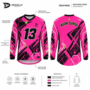 Custom <b>Neon</b> <b>Pink</b> Dirt Bike Shirt Custom Full Sublimation Men's Long Sleeve Off Road MX Racing Jersey Team Wear - Product Image 5