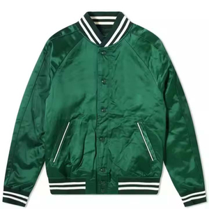 Wholesale Breathable Solid Fashion Long Sleeve Printed Satin <b>Varsity</b> <b>Jacket</b> Men's Quick Dry Fitness Clothing - Product Image 1