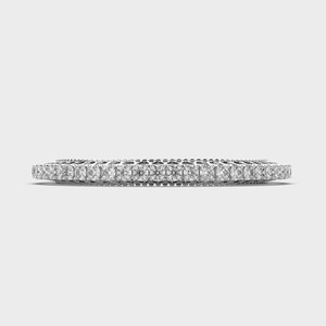 Pulsera de tenis con diamantes redondos, oro blanco de 18 quilates, engaste de puntas, joyería fina clásica para mujer, para boda - Product Image 1