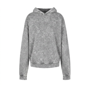 เสื้อฮู้ดดี้โอเวอร์ไซส์ผู้ชาย สีดำล้วน ผ้าฝ้าย 100% เฟรนช์เทอร์รี่ สวมใส่สบายๆ สำหรับฤดูใบไม้ร่วง - Product Image 4