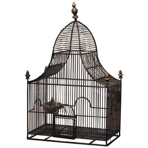 Cage à oiseaux élégante en métal avec support roulant, étagère de rangement et portes d'alimentation pratiques incluses - Product Image 1