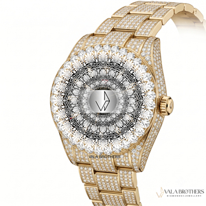 Montre Rolax Skyy-Dweller en Moissanite et Diamant, Or Jaune 40mm, Analogique à Quartz, Verre Saphir, Fermoir Déployant, Style Dessin Animé Antique - Product Image 4