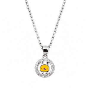 Collar con Colgante de Pollito Adorable en Plata de Ley 925 con Halo de Circonia Cúbica, Joyería de Moda para Mujer, Uso Diario y Fiestas - Product Image 2