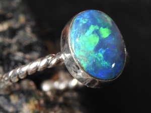 แหวนโอปอลออสเตรเลียปรับขนาดได้-เงินแท้ 925-พลอยประจำเดือนตุลาคม-โอปอลดับเบิ้ล-เครื่องประดับทำมือ-ของขวัญสำหรับเธอ-MS - Product Image 3