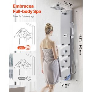 49 Brushed Stainless Steel <b>Shower</b> Column LED Rainfall <b>Shower</b> Head 4 Function Faucet Wall Tower <b>Shower</b> <b>Shower</b> Room <b>Accessories</b> - Product Image 3