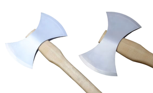 Hache viking à double tête en acier haute teneur en carbone, fabriquée à la main par SCL, pour la survie, le camping, la coupe quotidienne des arbres. - Product Image 3
