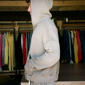 Sudadera con Capucha Extra Grande para Hombre, Color Sólido, Felpa de Algodón, Informal, con Bolsillos, para Otoño - Product Image 2