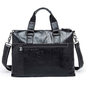 High Quality Top Grain Leather Men's Business Briefcase Multi Pocket Executive Office Messenger with Shoulder Strap - Product Image 2