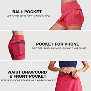 Jupes de sport pour femmes de qualité supérieure, couleur rose, taille ajustable, poche pour ballon, écologiques, respirantes, vêtements de sport pour femmes - Product Image 2